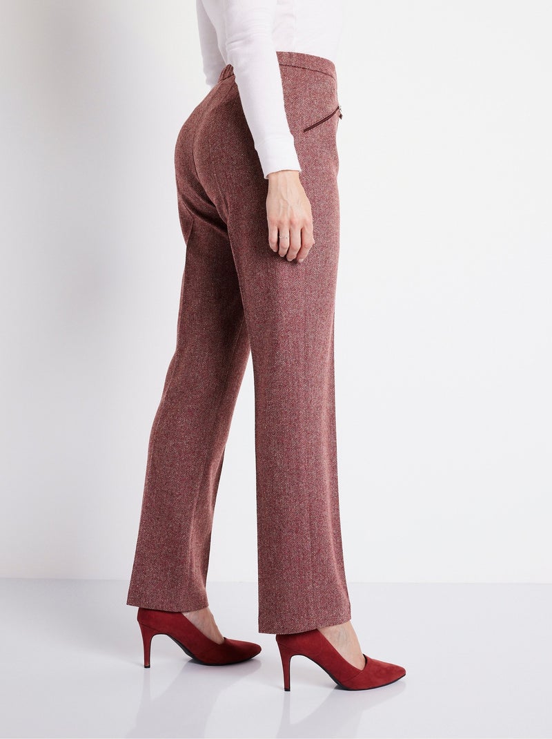 Pantalon droit chevrons ou chiné entrejambe 70 cm Rouge - Kiabi