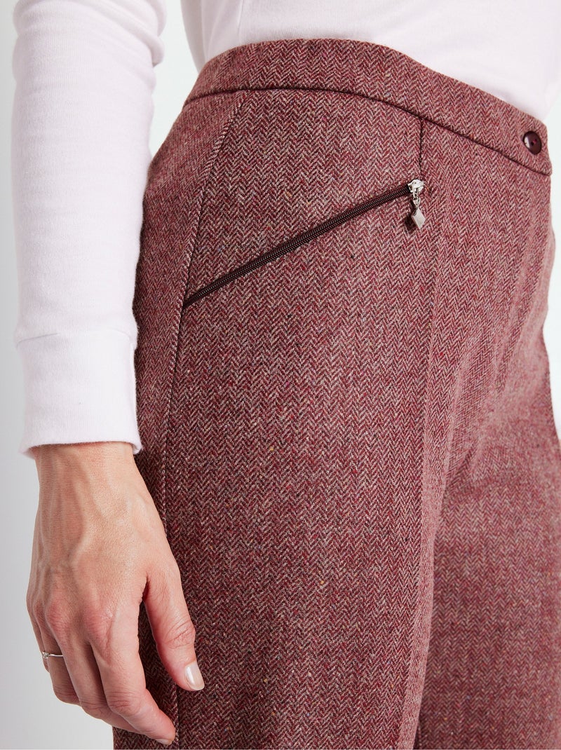 Pantalon droit chevrons ou chiné entrejambe 70 cm Rouge - Kiabi