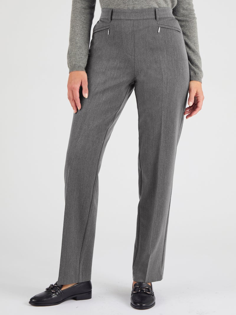 Pantalon droit classique enfilable - Damart Gris chiné - Kiabi
