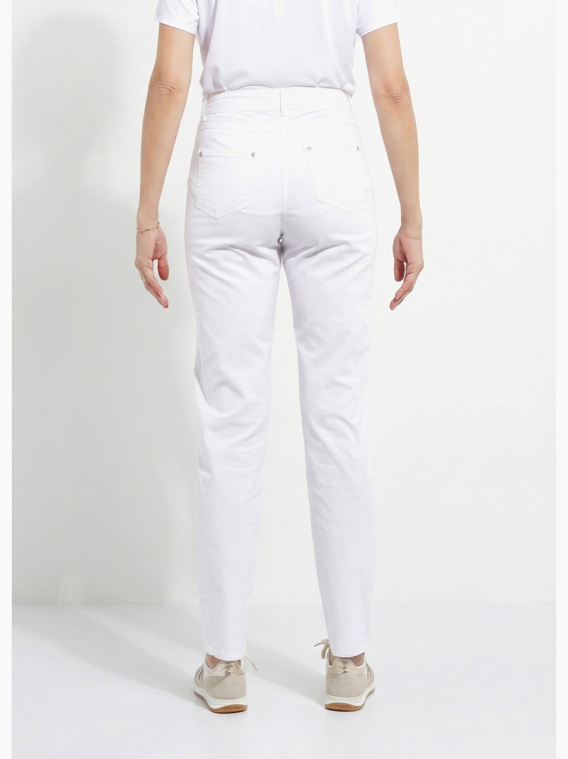Pantalon droit coton stretch 5 poches - afibel Blanc - Kiabi