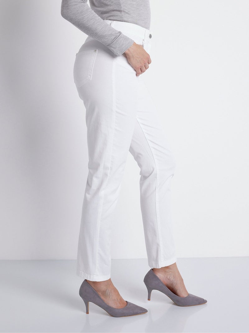 Pantalon droit coton stretch 5 poches - afibel Blanc - Kiabi