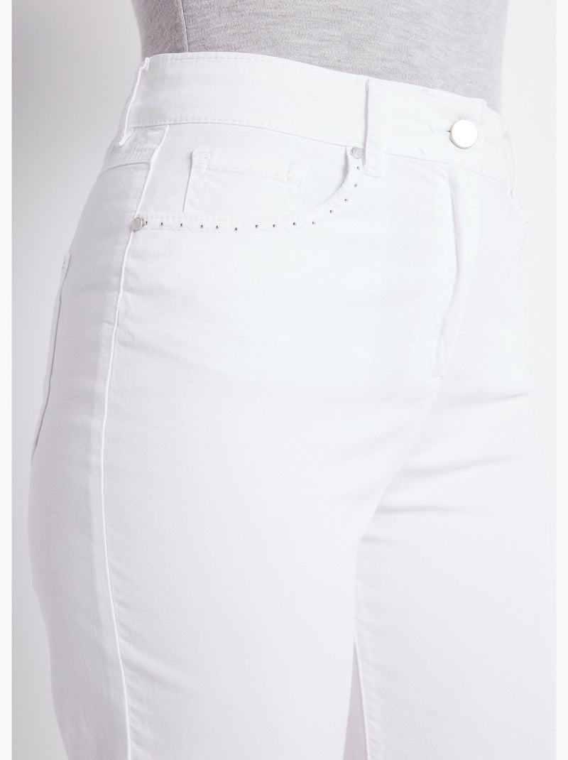 Pantalon droit coton stretch 5 poches - afibel Blanc - Kiabi
