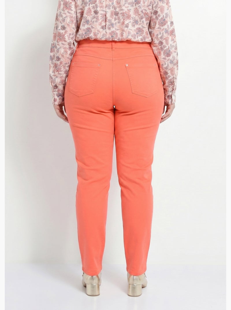 Pantalon droit coton stretch 5 poches - afibel Corail - Kiabi