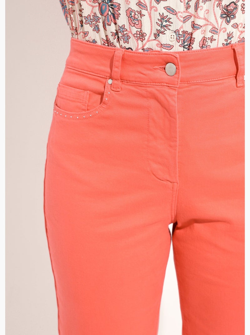 Pantalon droit coton stretch 5 poches - afibel Corail - Kiabi