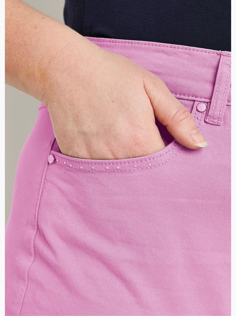 Pantalon droit coton stretch 5 poches - afibel Corail - Kiabi