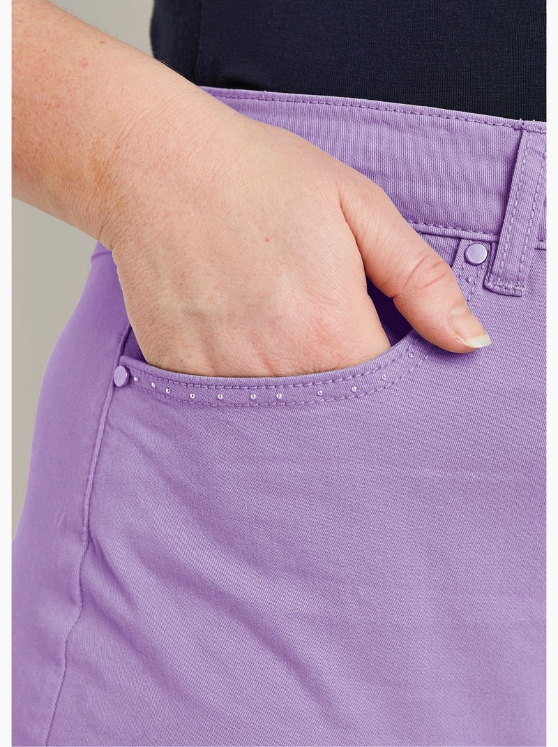 Pantalon droit coton stretch 5 poches - afibel Violet - Kiabi