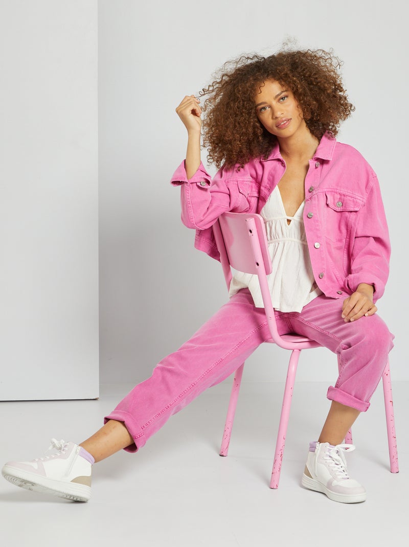 Pantalon droit cropped violet rose - Kiabi