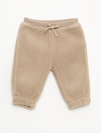Pantalon droit effet moutonné uni