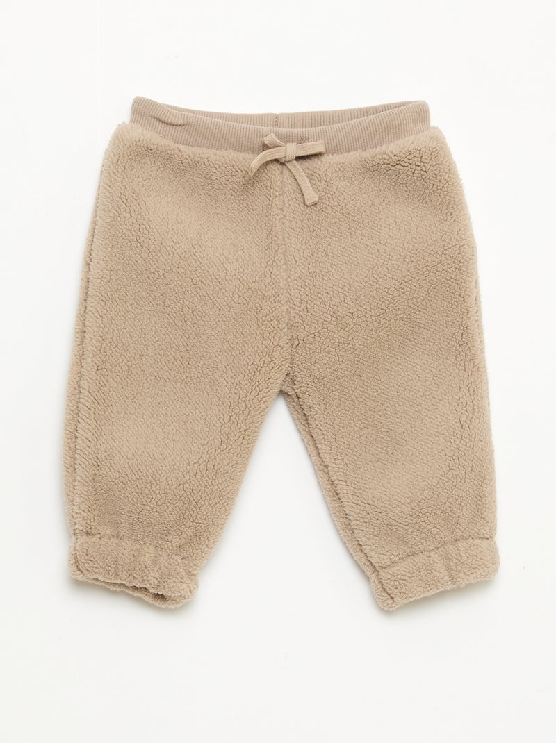 Pantalon droit effet moutonné uni Beige - Kiabi
