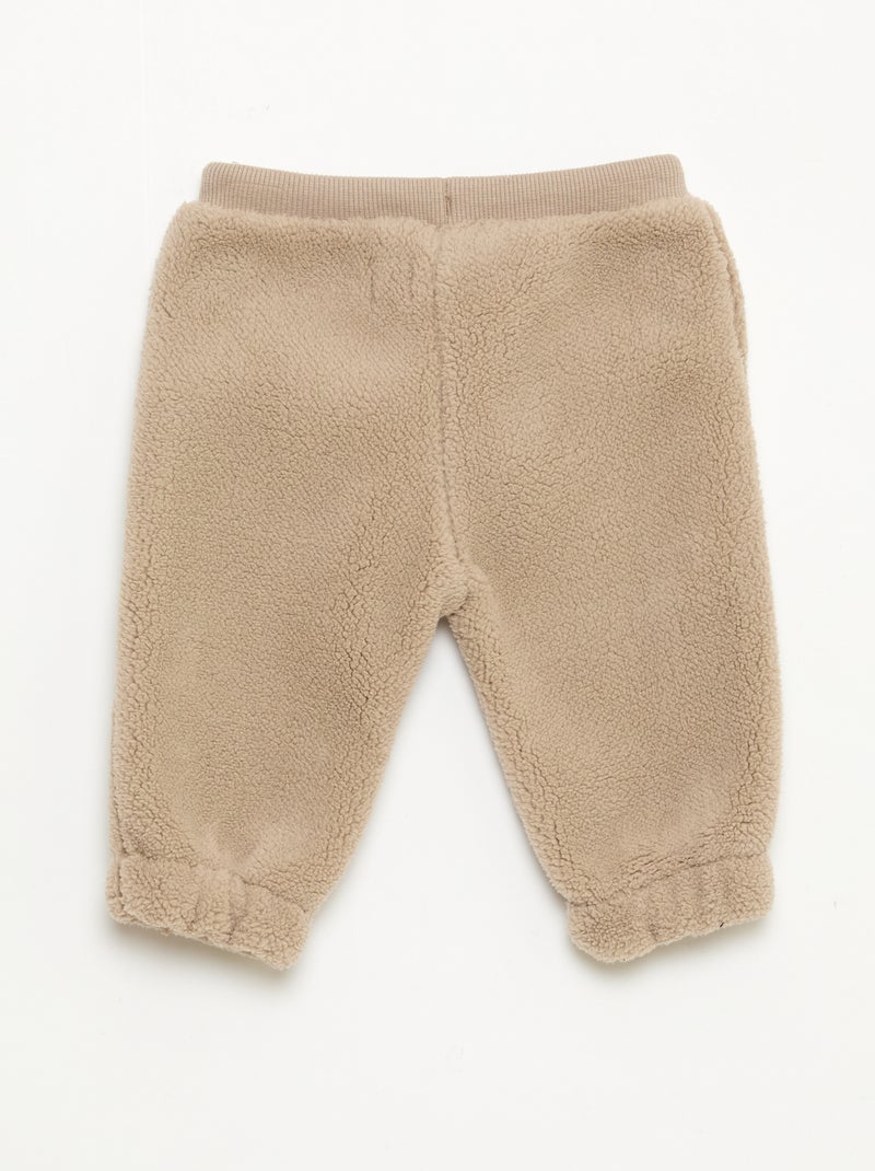 Pantalon droit effet moutonné uni Beige - Kiabi