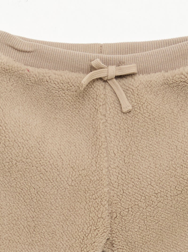 Pantalon droit effet moutonné uni Beige - Kiabi