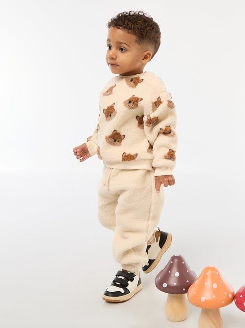 Pantalon droit effet moutonné uni - Kiabi