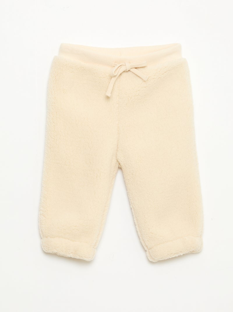 Pantalon droit effet moutonné uni Blanc - Kiabi