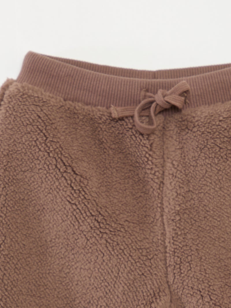 Pantalon droit effet moutonné uni Marron - Kiabi