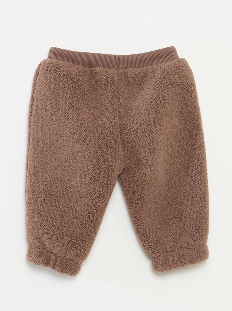 Pantalon droit effet moutonné uni Marron - Kiabi