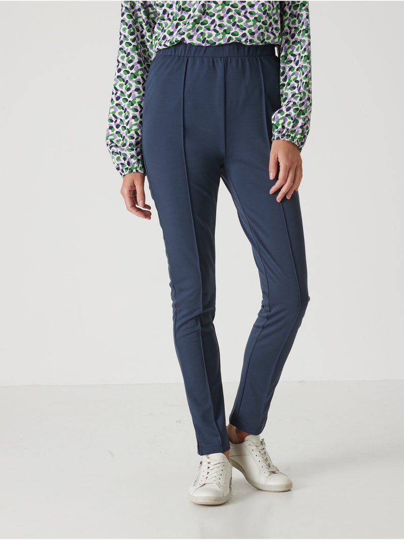 Pantalon droit élastiqué en maille milan - DAXON Bleu marine - Kiabi