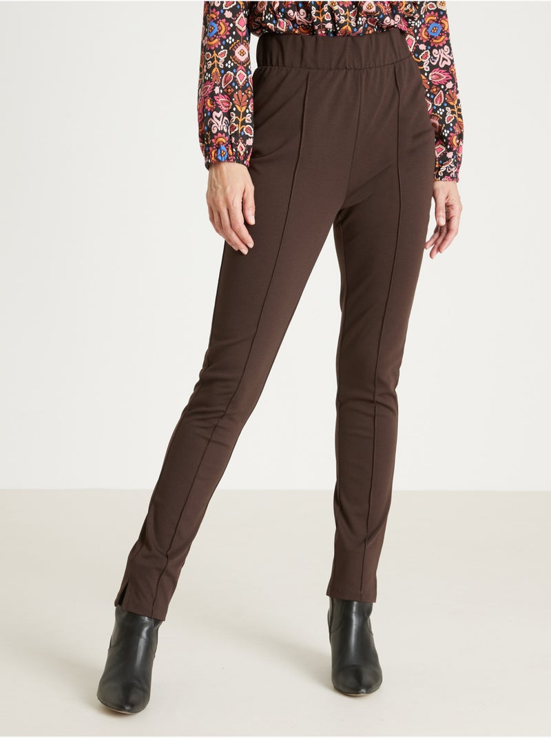 Pantalon droit élastiqué en maille milan - DAXON Marron chocolat - Kiabi
