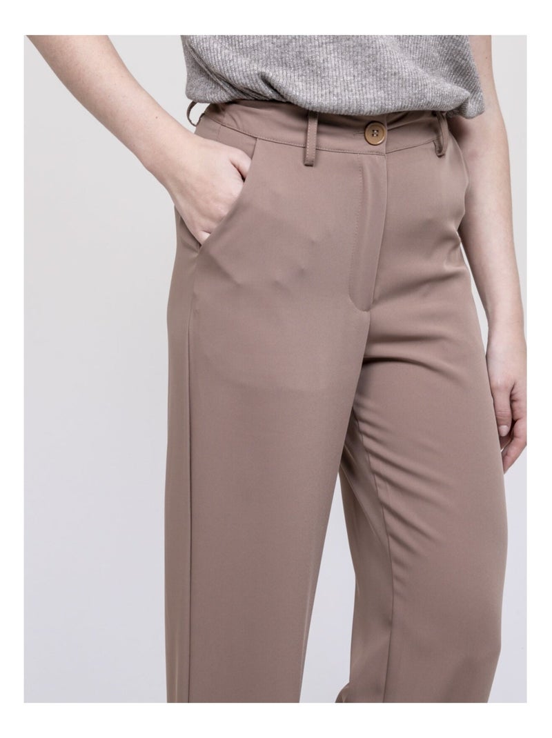 Pantalon droit ELMEDINA Beige - Kiabi