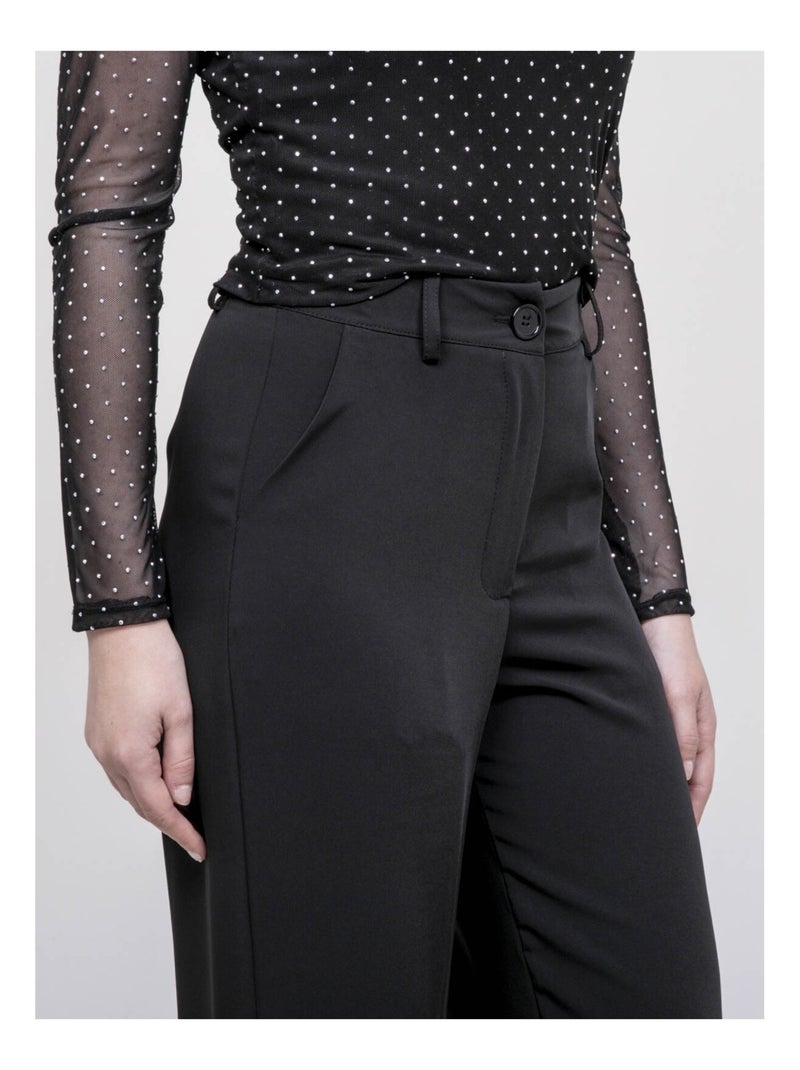 Pantalon droit ELMEDINA Noir - Kiabi