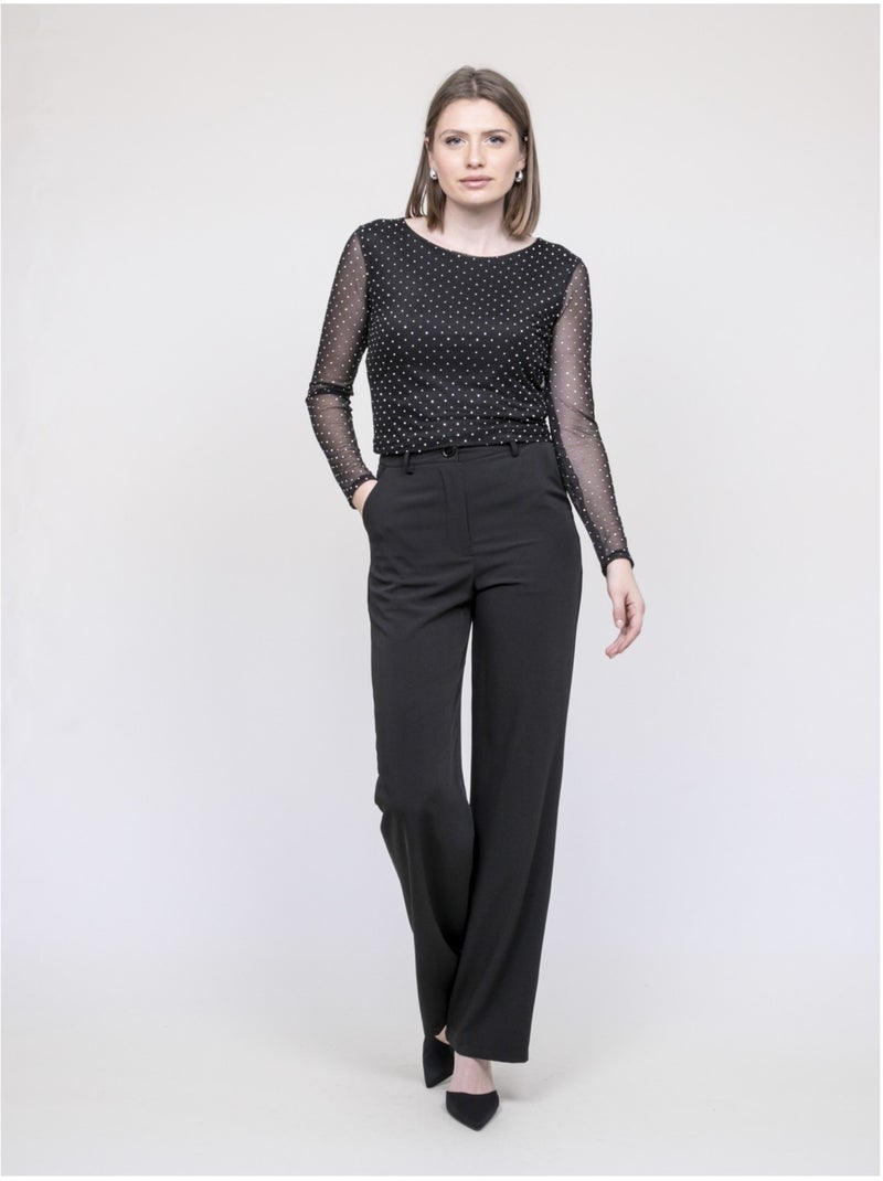 Pantalon droit ELMEDINA Noir - Kiabi
