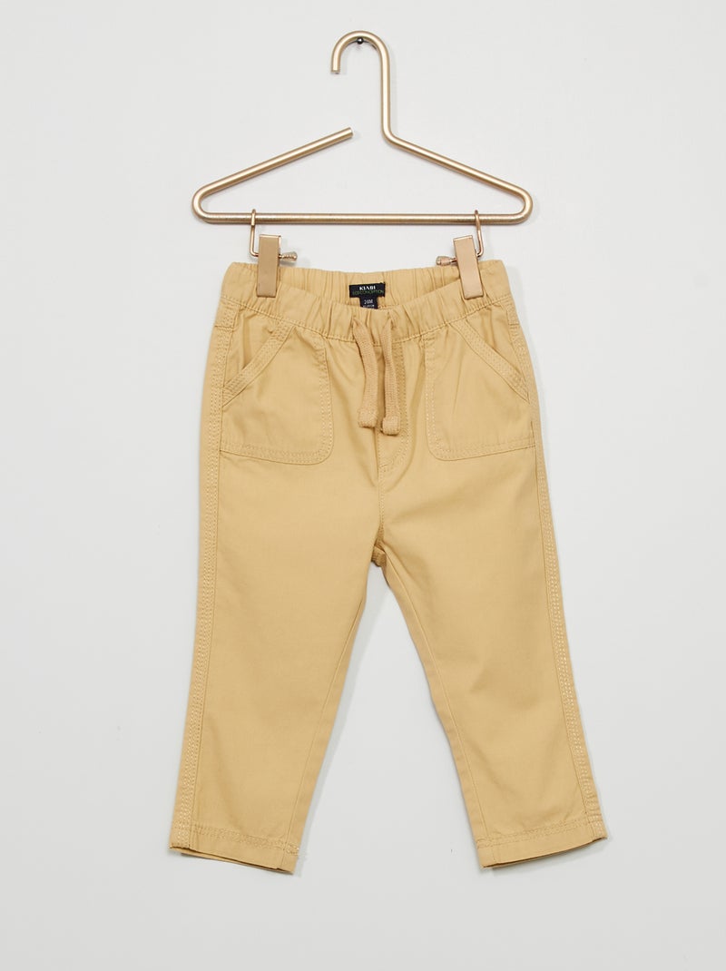 Pantalon droit en coton Beige - Kiabi