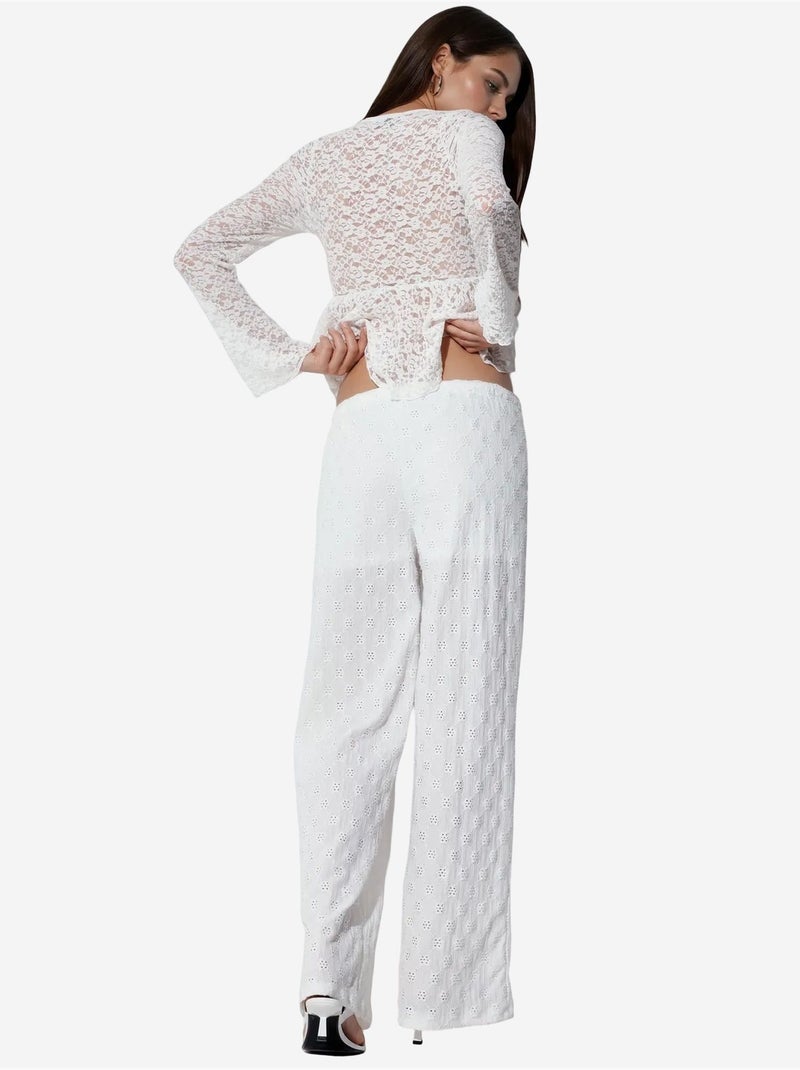 Pantalon droit en coton pour femme busem Blanc - Kiabi