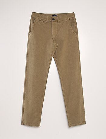 Pantalon KIABI Homme | Pantalon chino fitted twill stretch rouge grenat |  ValenciaenVivo