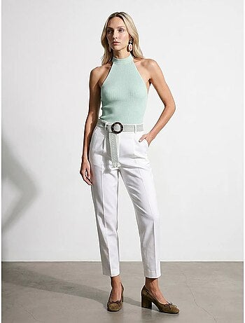 Pantalon droit en crêpe à plis dilvin