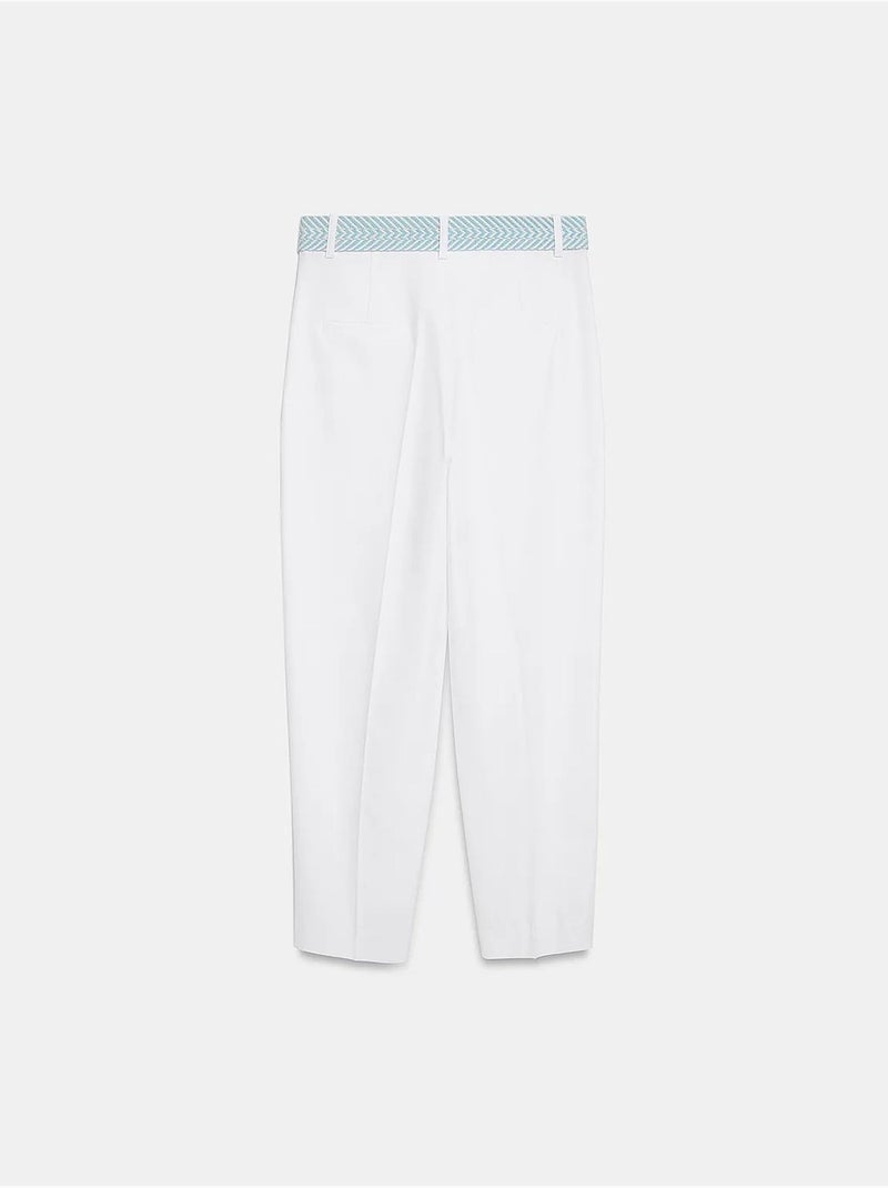 Pantalon droit en crêpe à plis dilvin Blanc - Kiabi