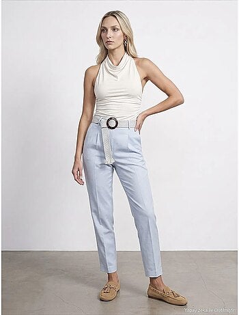 Pantalon droit en crêpe à plis dilvin