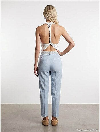 Pantalon droit en crêpe à plis dilvin