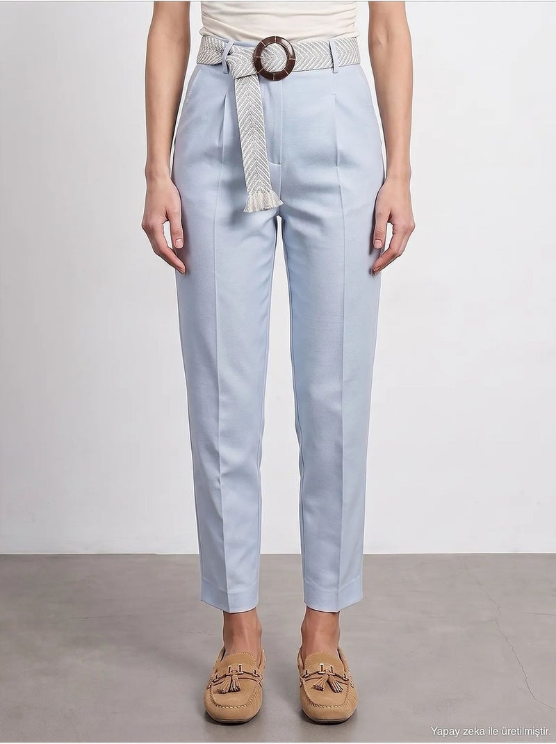 Pantalon droit en crêpe à plis dilvin Bleu pastel - Kiabi