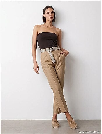 Pantalon droit en crêpe à plis dilvin