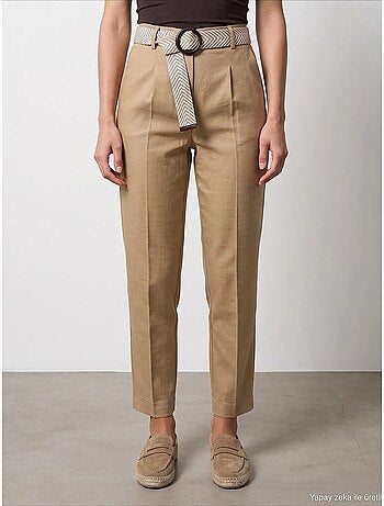 Pantalon droit en crêpe à plis dilvin