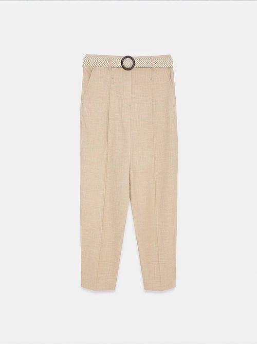 Pantalon droit en crêpe à plis dilvin - Kiabi Pantalon droit en crêpe à plis dilvin - Kiabi