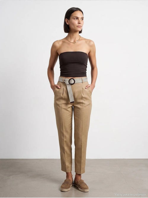 Pantalon droit en crêpe à plis dilvin - Kiabi Pantalon droit en crêpe à plis dilvin - Kiabi