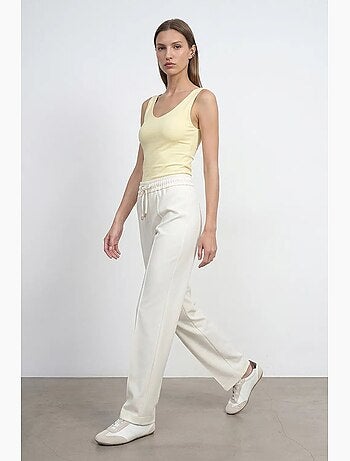 Pantalon droit en crêpe à taille coulissante dilvin
