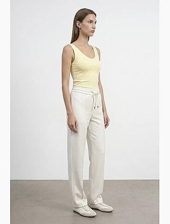 Pantalon droit en crêpe à taille coulissante dilvin