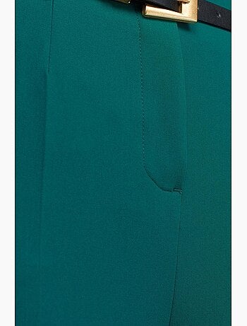 Pantalon droit en crêpe à taille haute avec ceinture dilvin