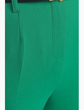 Pantalon droit en crêpe à taille haute avec ceinture dilvin