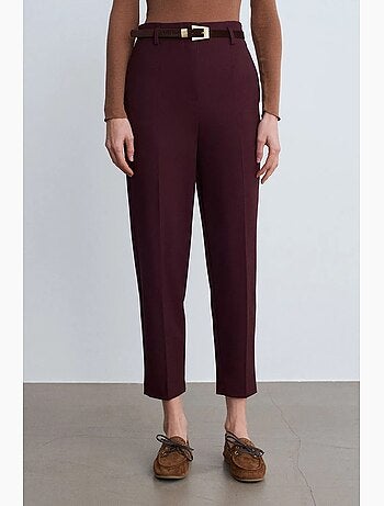 Pantalon droit en crêpe à taille haute dilvin