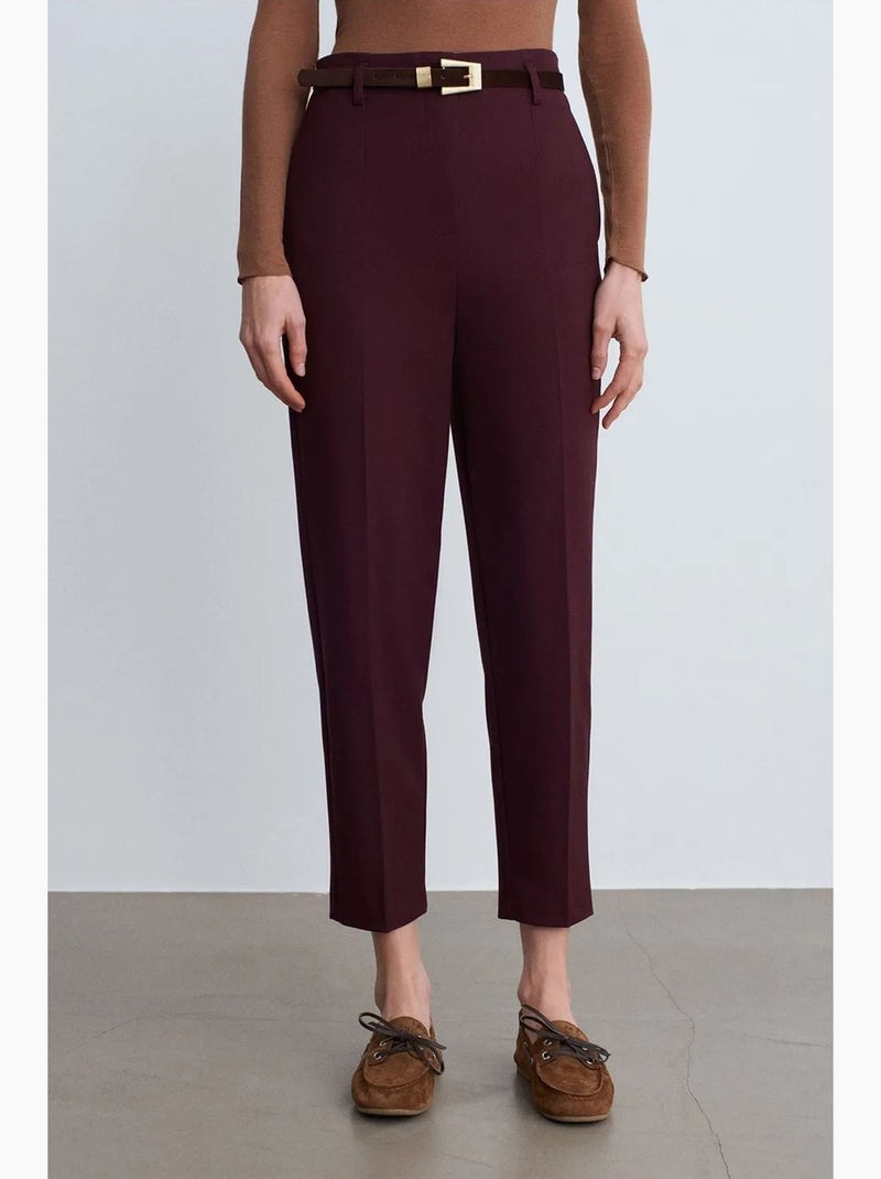 Pantalon droit en crêpe à taille haute dilvin Rouge bordeaux - Kiabi