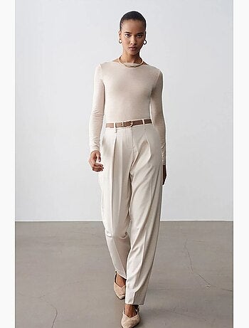 Pantalon droit en crêpe avec ceinture dilvin