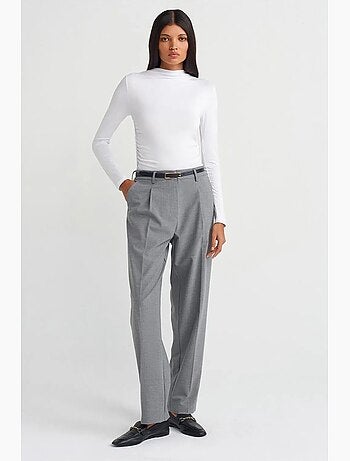 Pantalon droit en crêpe avec ceinture dilvin