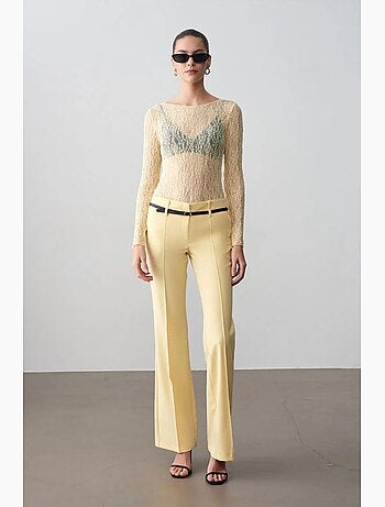 Pantalon droit en crêpe avec ceinture dilvin