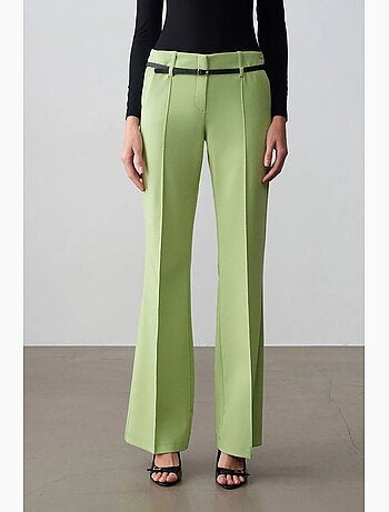 Pantalon droit en crêpe avec ceinture dilvin