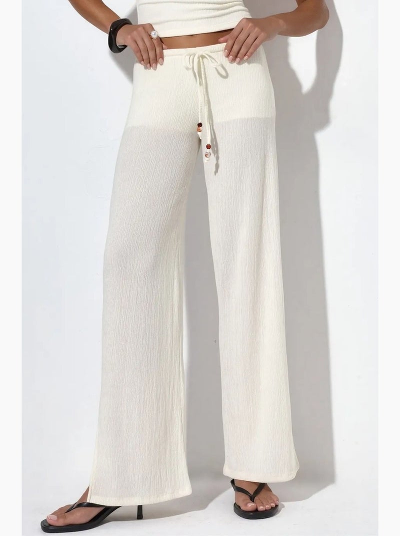 Pantalon droit en crêpe femme busem Crème - Kiabi