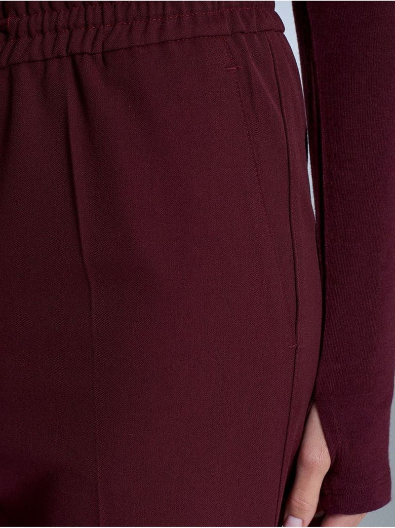 Pantalon droit en crêpe femme dilvin Rouge bordeaux - Kiabi