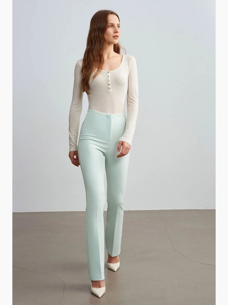 Pantalon droit en crêpe pour femme dilvin Vert menthe - Kiabi