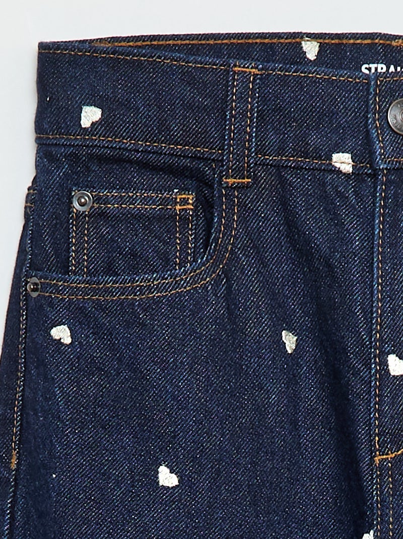 Pantalon droit en denim avec motif Bleu - Kiabi